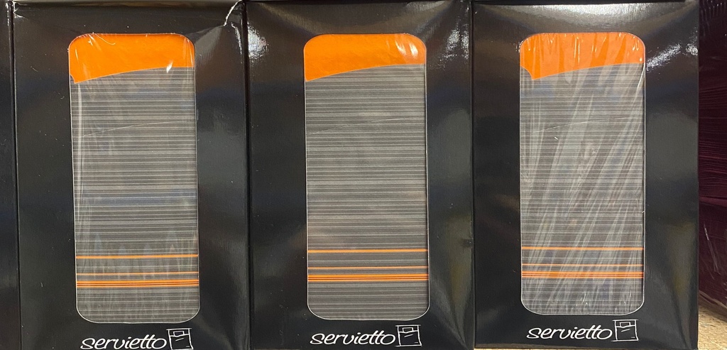 Servietto Bestekzakken Zwart/Oranje 100st